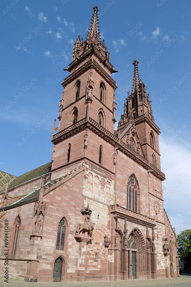 View of the Basel Minster Cathedral in Switzerland