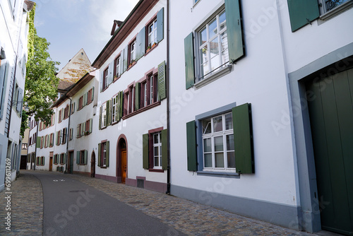 Fototapeta Naklejka Na Ścianę i Meble -  Cosy street of historic old town in Basel, Switzerland