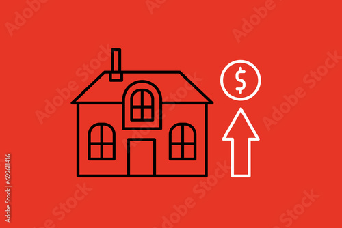 increase in the value of the house illustration in flat style design. Vector illustration.	