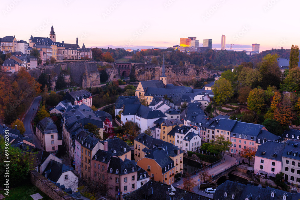 Luxembourg city view at sunset