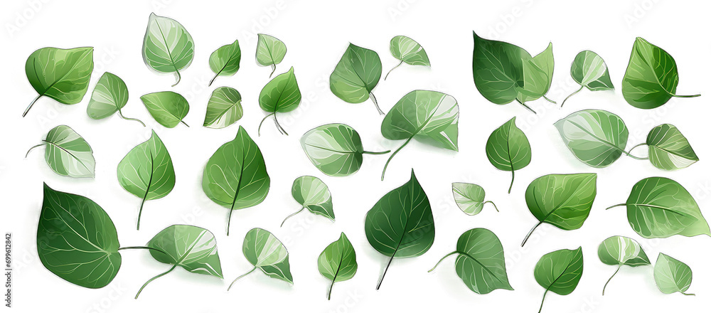 Green leaves on a white background png