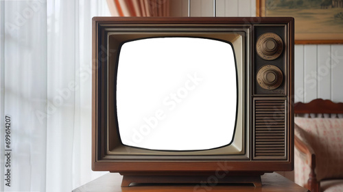 Old Tube TV, Old TV, Old Television with Isolated Screen, Tube TV with Blank Screen Template