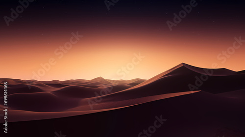 Surreal desert dunes at sunset  warm tones and shadows