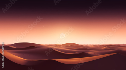 Surreal desert dunes at sunset, warm tones and shadows © jiejie