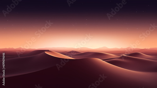 Surreal desert dunes at sunset, warm tones and shadows