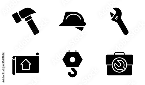 Construction Icon Design Template in Solid Style