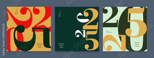 2025 Creativity Geometric Celebration of Happy New Year and Merry Christmas. Abstract Typography for Vibrant Advertising, Web Delights, Social Media Sparks, Banners, Covers, Posters.