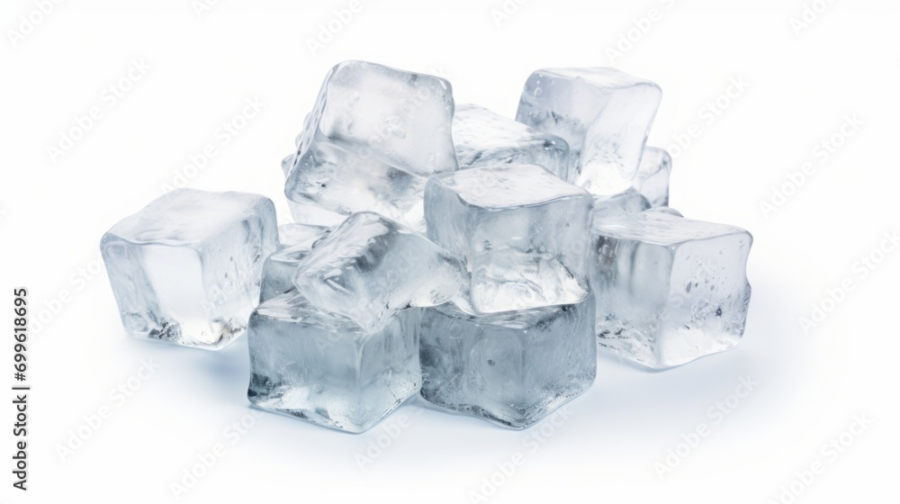 Ice crystals on a white background. Frozen water. Ice crystals on a white background. Frozen water.