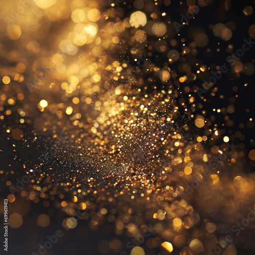 金色圣诞颗粒和洒水，用于圣诞节或新年等节日庆祝活动，人工智能技术