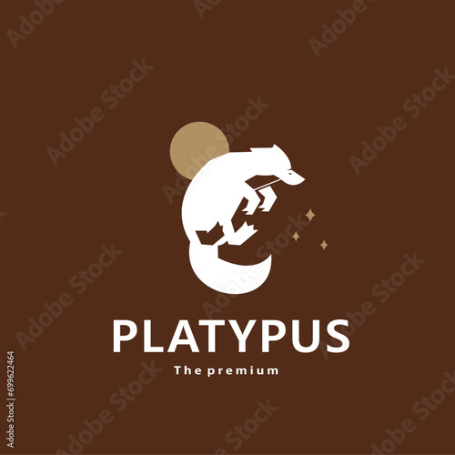 animal platypus natural logo vector icon silhouette retro hipster