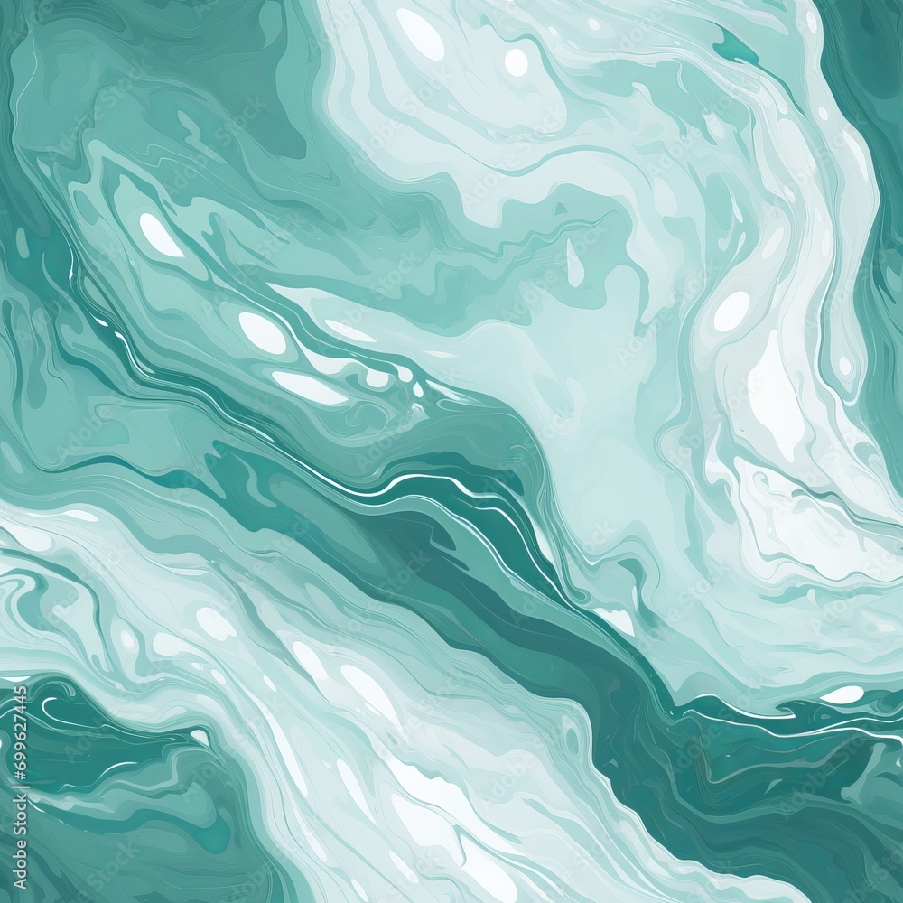 Seamless abstract pattern with waves. Blue marble texture, calming background. 