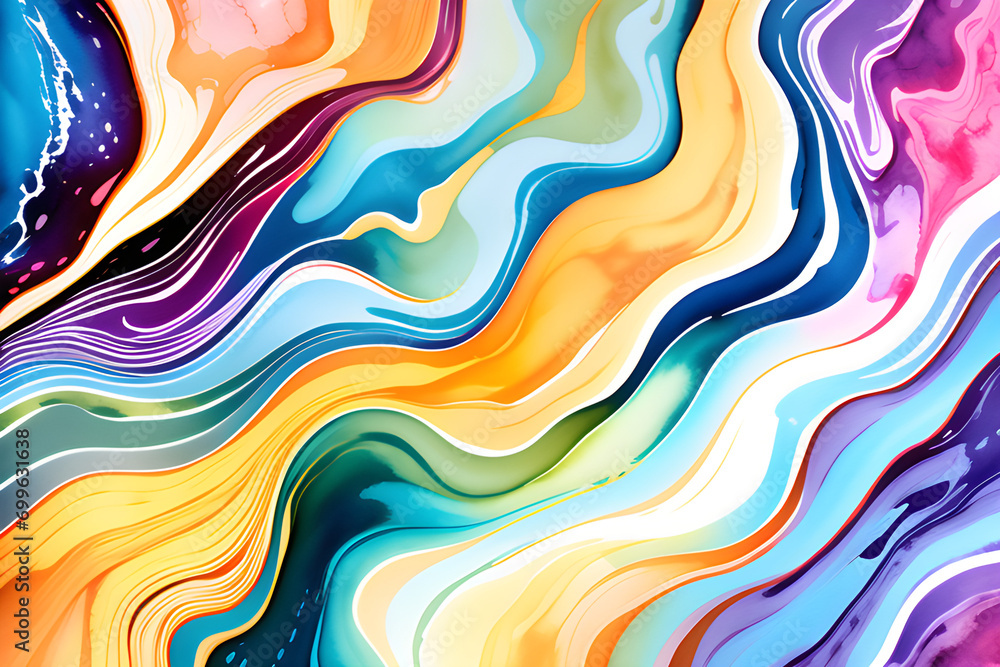 Closeup of abstract watercolor paint background texture with liquid fluid marbled paper texture banner texture. Generative AI (생성형 AI) Closeup of abstract watercolor paint background texture with liquid fluid marbled paper texture banner texture. Generative AI (생성형 AI)