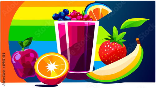 Colorful fruit smoothie vektor icon illustation
