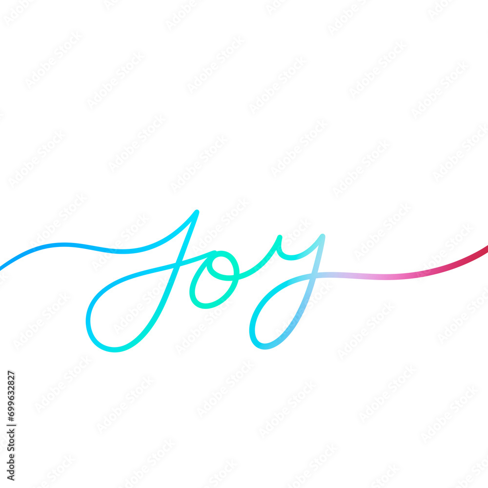 Joy hand lettering text with rainbow color