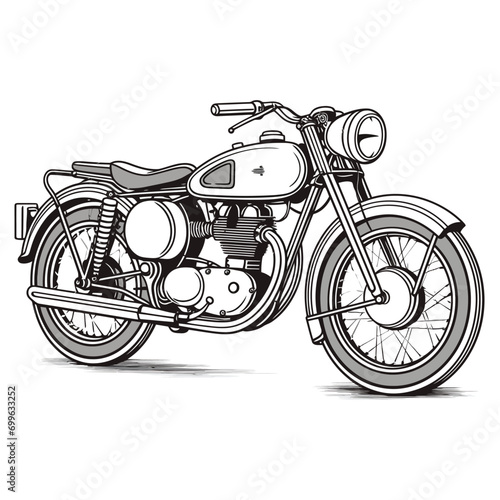 vector illustration of a classic motorbike by hand 
