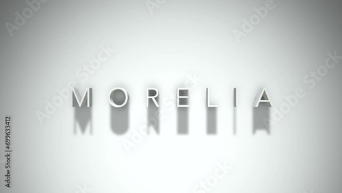 Morelia 3D title animation with shadows on a white background photo