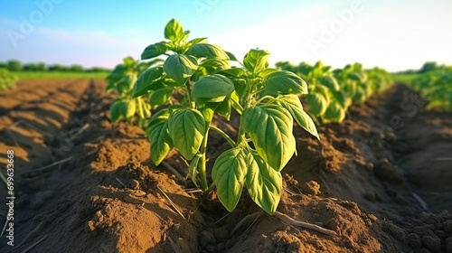 Potatoes in the field. fresh organic potatoes in the field. AI Generative