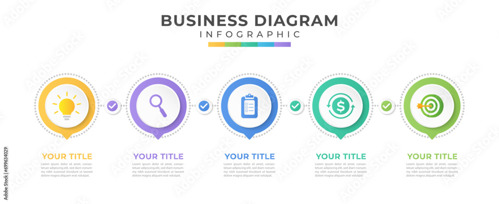 Modern design infographic business concept with icons and 5 options or steps - obrazy, fototapety, plakaty 