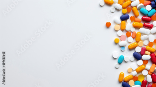 pills capsules on the right background space for text photo