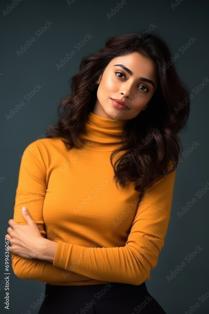 Young woman wearing turtleneck sweater Young woman wearing turtleneck sweater