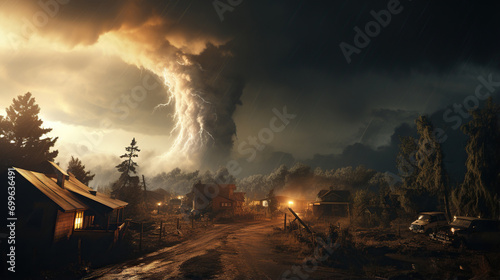 A huge destructive tornado photo