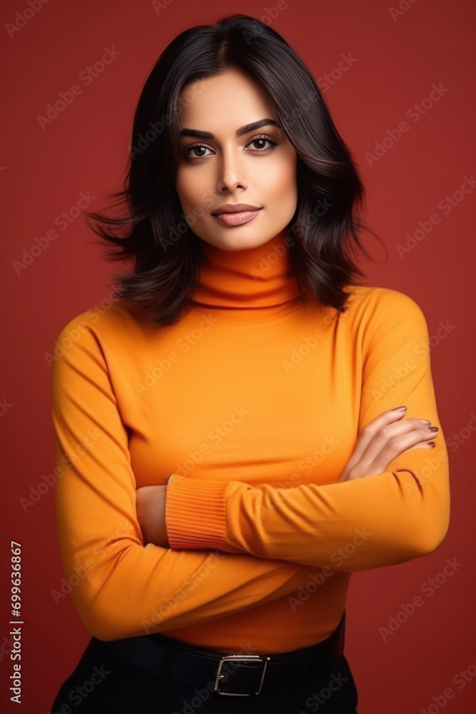 Young woman wearing turtleneck sweater Young woman wearing turtleneck sweater