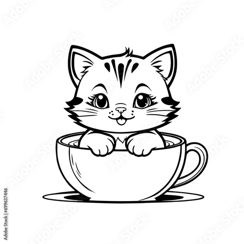 Funny Cat in a Cup of Coffee