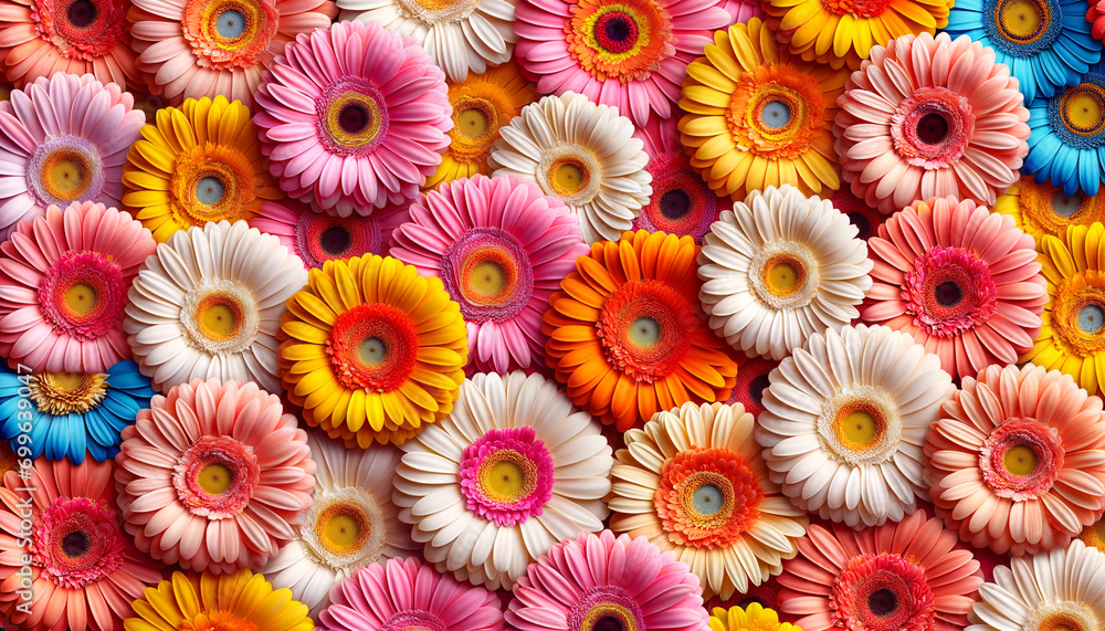 carpet of flowers, photo wallpaper with gerbera flowers