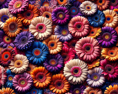 carpet of flowers  photo wallpaper with gerbera flowers