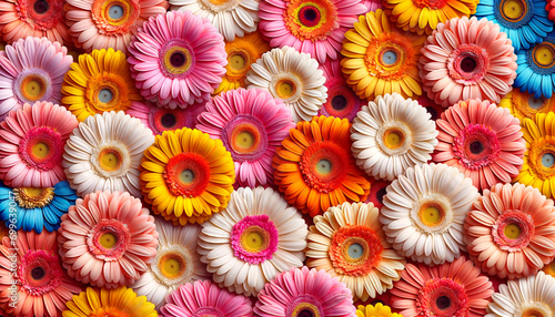 carpet of flowers  photo wallpaper with gerbera flowers
