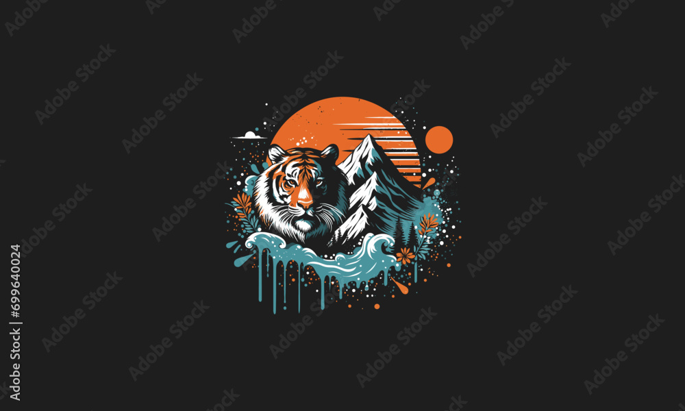 head tiger on mountain vector illustration artwork design head tiger on mountain vector illustration artwork design