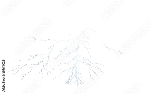 Ominous Illumination  Lightning Veins Creating a Stark Contrast Isolated on Transparent Background PNG.