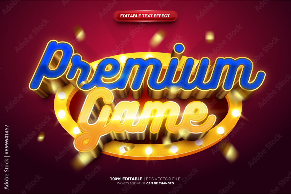Super Premium Game badge 3D Editable text Effect Style