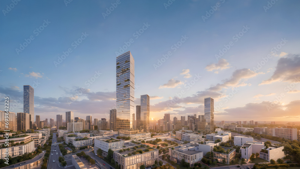 Obraz premium Aerial shots of the city skyline, the skyscrapers of a modern city