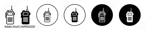 Walkie talkie transmitter receiver  icon illustration in line art style vector 