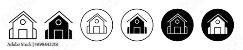 Shelter home or house cottage simple linear icon vector illustration set logo