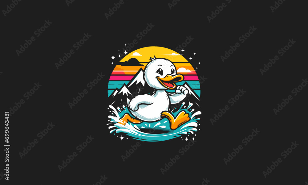 duck running on mountain vector artwork design