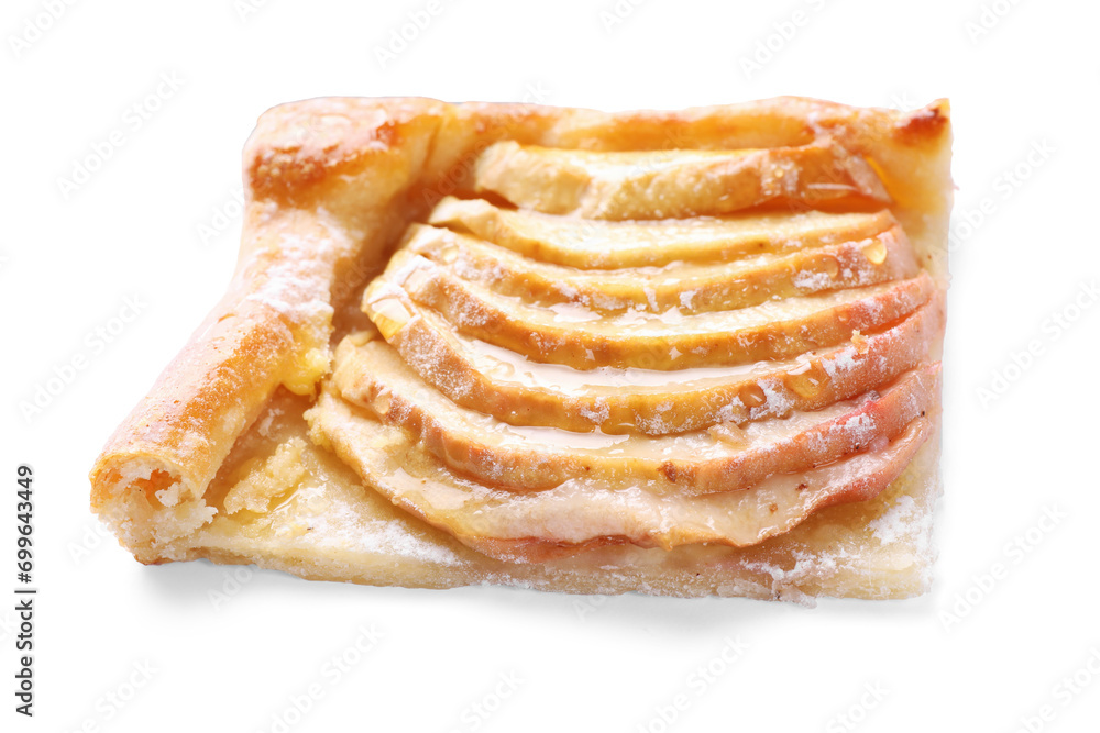 Piece of delicious apple pie isolated on white Piece of delicious apple pie isolated on white