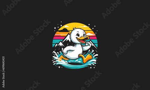 duck running on mountain vector artwork design