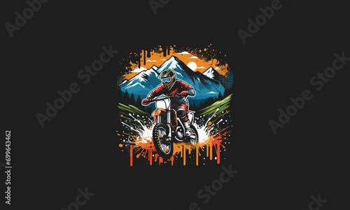 motocross on mountain vector illustration artwork design