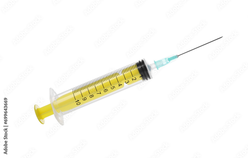 Fototapeta premium New medical syringe with needle isolated on white