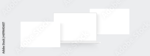 Clay Laptop With Blank Web Screens, Front View. Blank Mockup For Showcasing Web-Design Projects. Vector Illustration