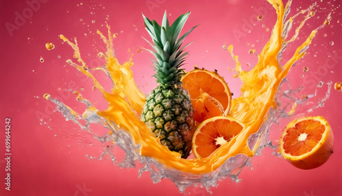 Gusto Salutare- Splash di Succo di Arancia, Ananas e Melograno per Design di Etichetta photo