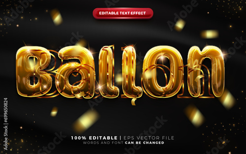 Golden Foil Balloon 3D editable text style effect template