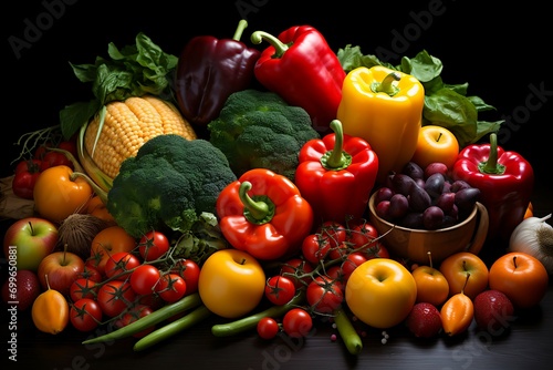 Still life Vegetables, Herbs and Fruit as ingredients in cooking