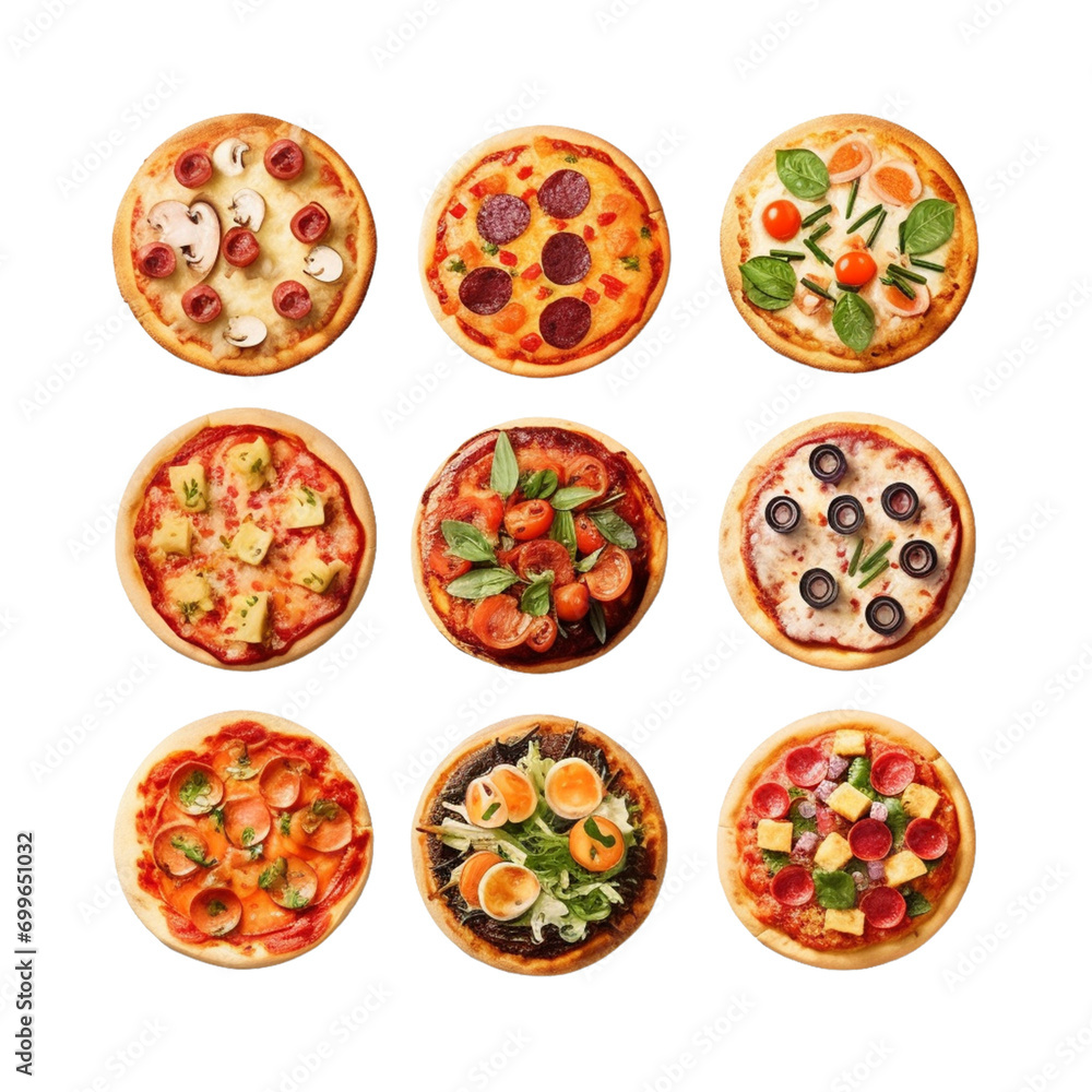 set of pizza isolated set of pizza isolated