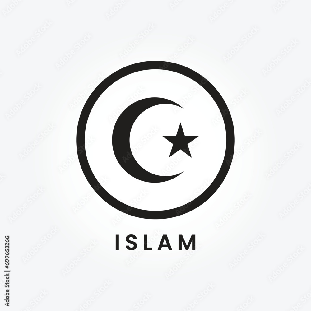 Star and crescent logo symbol of Islam flat icon vector illustration Star and crescent logo symbol of Islam flat icon vector illustration