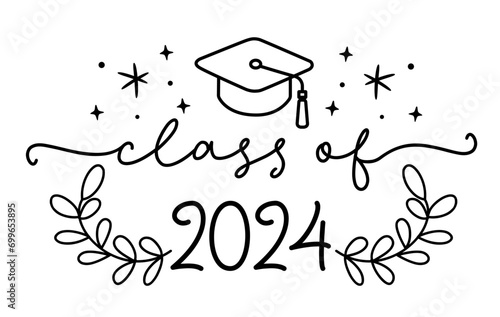 CLASS OF 2024. Graduation logo with cap.