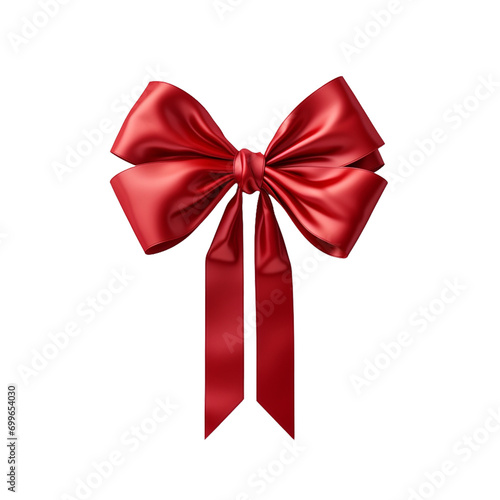 red ribbon and bow isolated on white. 
