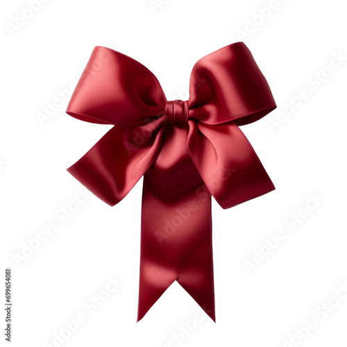 red ribbon and bow isolated on white. 